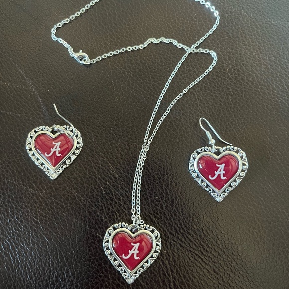 Jewelry - Alabama Crimson Tide necklace & earring set, worn once Final Four Basketball